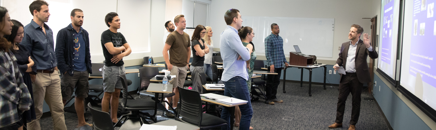 Graziadio faculty member teaching full-time students in classroom
