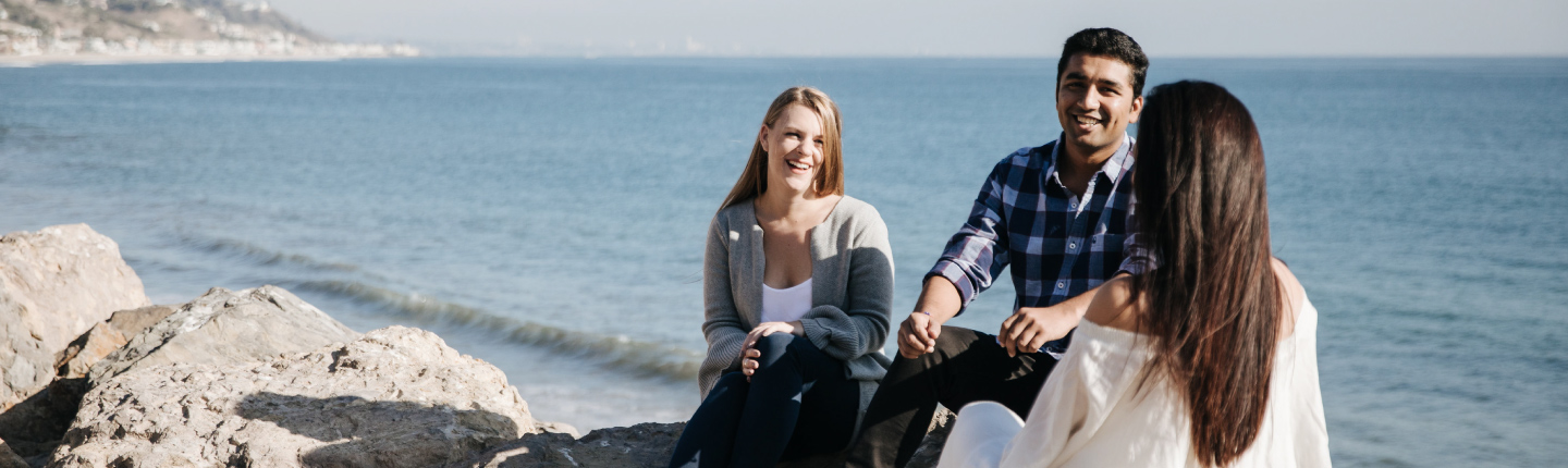 students at the beach