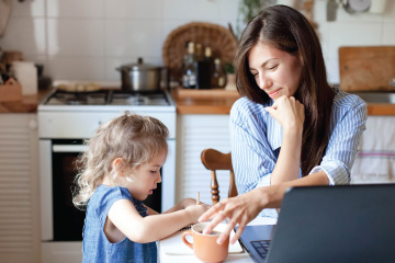 working mom with child