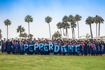 Graduates at commencement ceremony