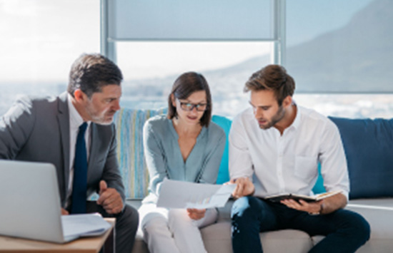 Family office management professional in meeting