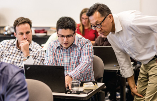 Students in classroom simulation with Dr. Abraham Park