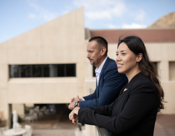 MS in Business student with professor