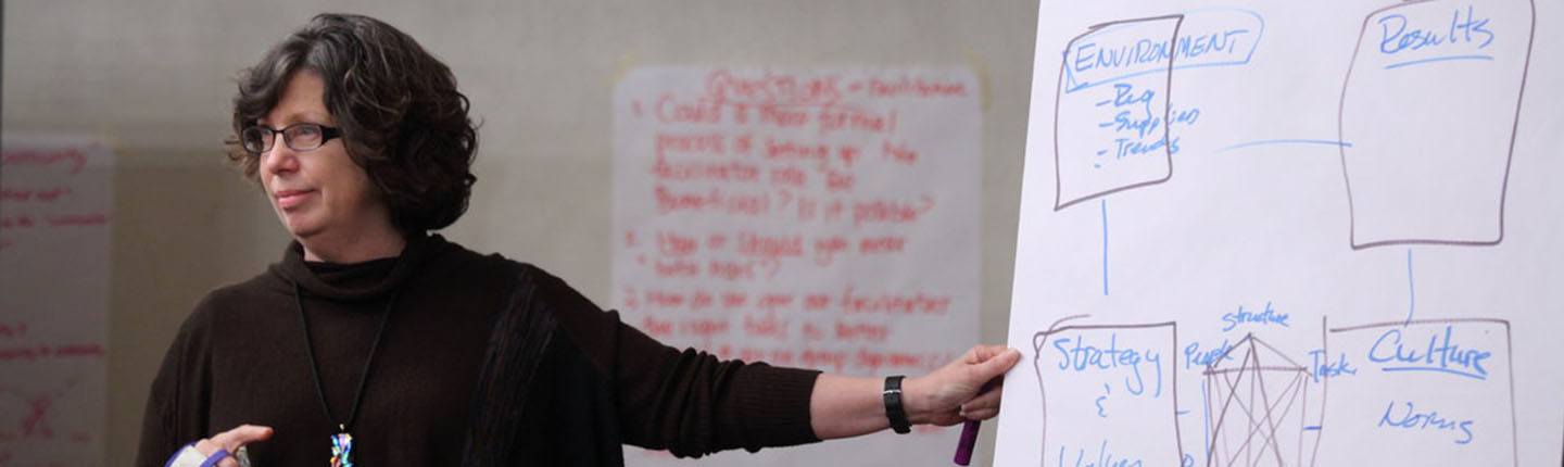 Ann Feyerherm teaching MSOD class