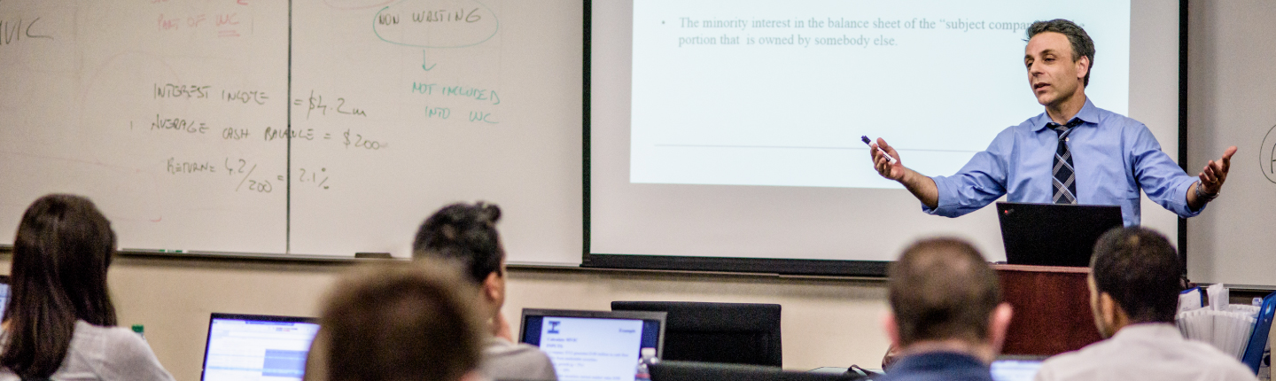 Professor teaching finance